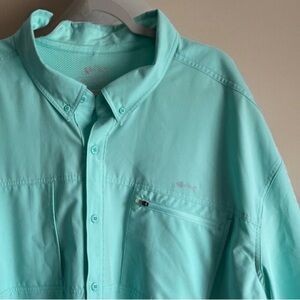 Silver Bait Performance fishing Shirt Men 4X  Aqua Blue Polyester Short Casual